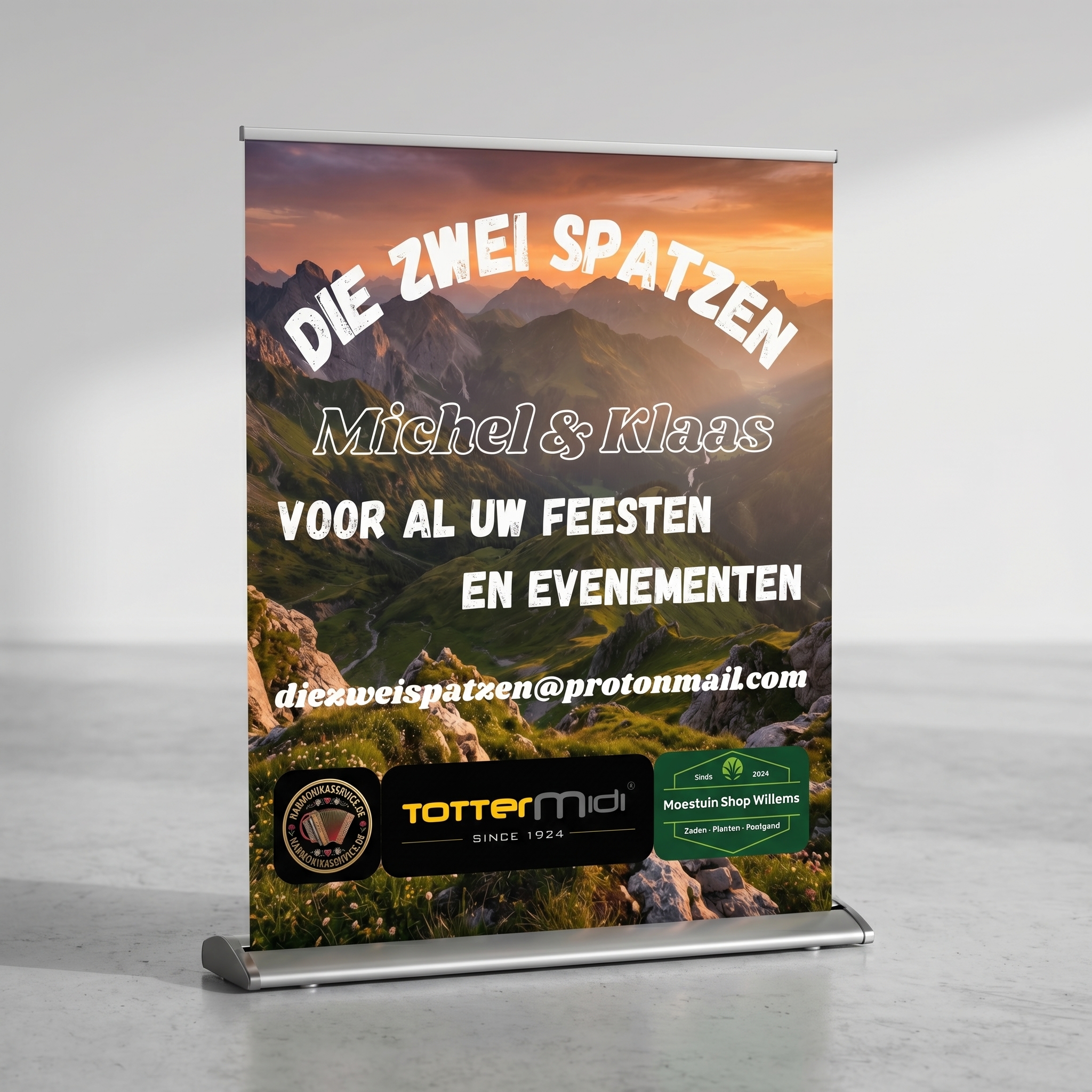 Bannerontwerp voor Die Zwei Spatzen